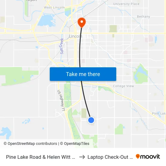 Pine Lake Road & Helen Witt Drive, Se to Laptop Check-Out Union map