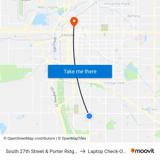 South 27th Street & Porter Ridge Road, NW to Laptop Check-Out Union map