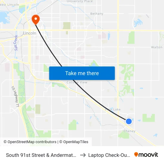 South 91st Street & Andermatt Drive, NE to Laptop Check-Out Union map