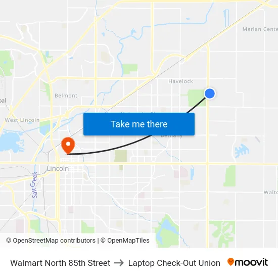 Walmart North 85th Street to Laptop Check-Out Union map