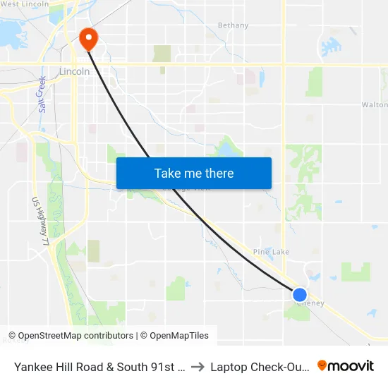 Yankee Hill Road & South 91st Street, SW to Laptop Check-Out Union map