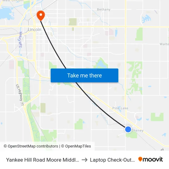 Yankee Hill Road Moore Middle School to Laptop Check-Out Union map