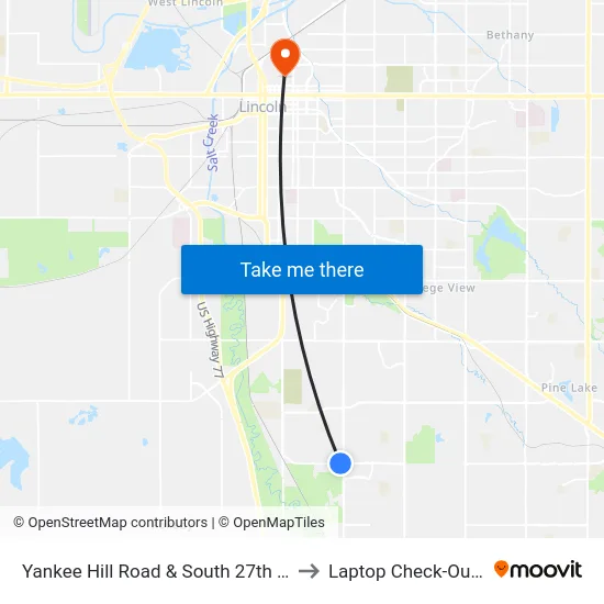 Yankee Hill Road & South 27th Street, NW to Laptop Check-Out Union map