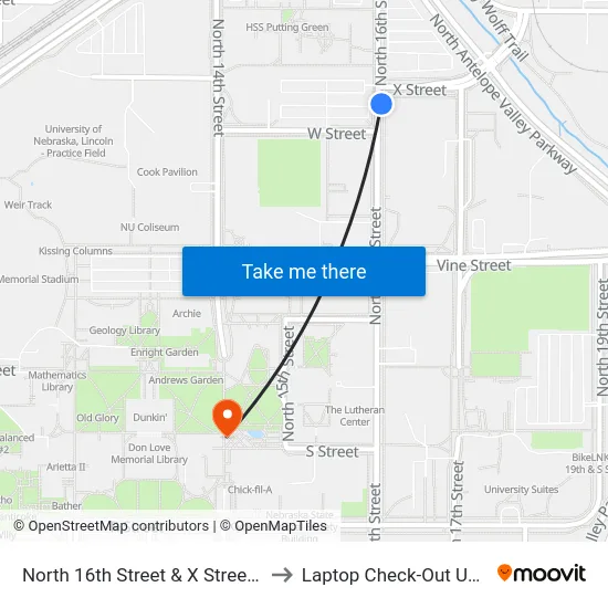 North 16th Street & X Street, Se to Laptop Check-Out Union map