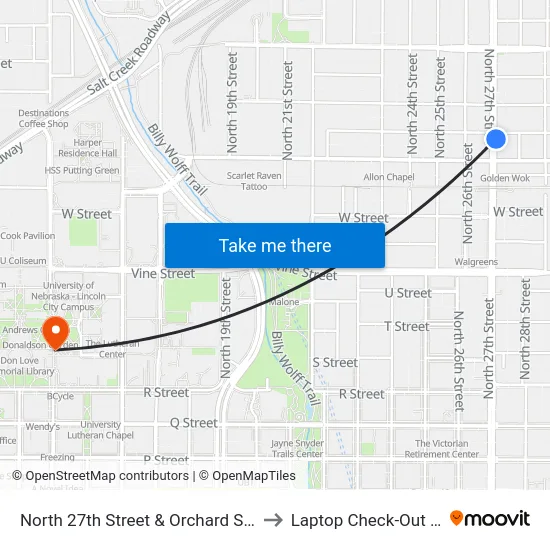 North 27th Street & Orchard Street, Se to Laptop Check-Out Union map