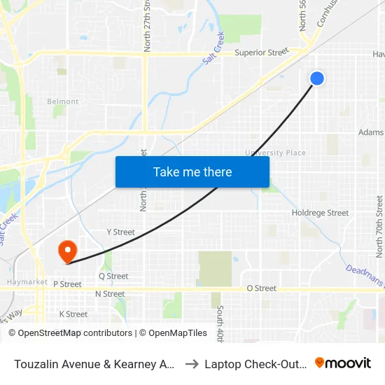 Touzalin Avenue & Kearney Avenue, Se to Laptop Check-Out Union map