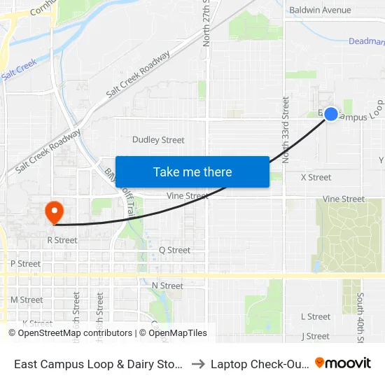East Campus Loop & Dairy Store Drive, SW to Laptop Check-Out Union map