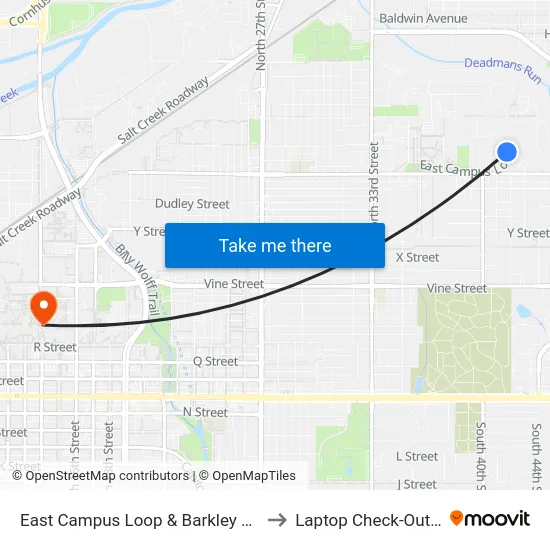 East Campus Loop & Barkley Center, NE to Laptop Check-Out Union map