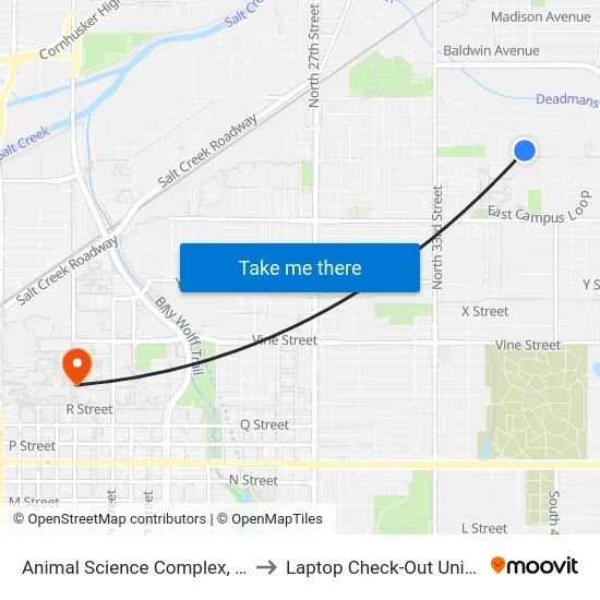 Animal Science Complex, W to Laptop Check-Out Union map
