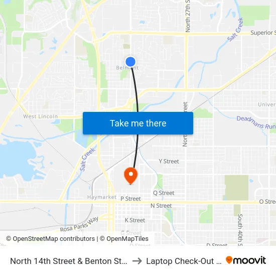 North 14th Street & Benton Street, NW to Laptop Check-Out Union map