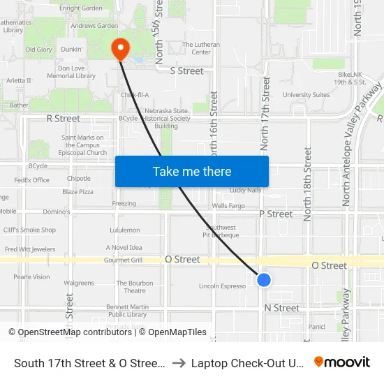 South 17th Street & O Street, Se to Laptop Check-Out Union map