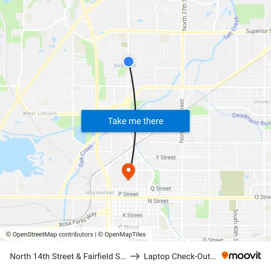 North 14th Street & Fairfield Street, NE to Laptop Check-Out Union map