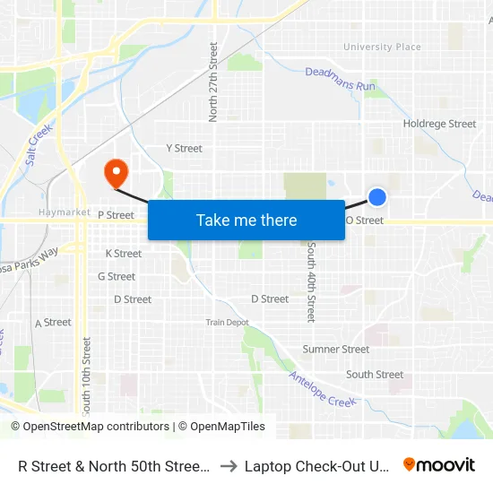 R Street & North 50th Street, Se to Laptop Check-Out Union map