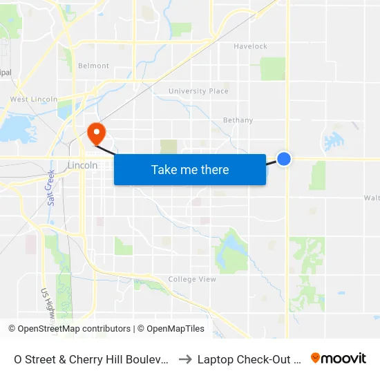 O Street & Cherry Hill Boulevard, SW to Laptop Check-Out Union map
