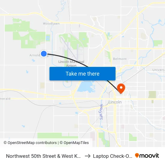 Northwest 50th Street & West Knight Drive, NW to Laptop Check-Out Union map