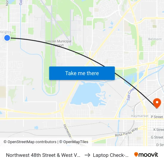 Northwest 48th Street & West Vosler Street, NW to Laptop Check-Out Union map