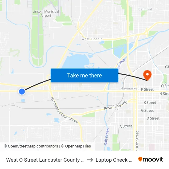 West O Street Lancaster County Corrections, Se to Laptop Check-Out Union map
