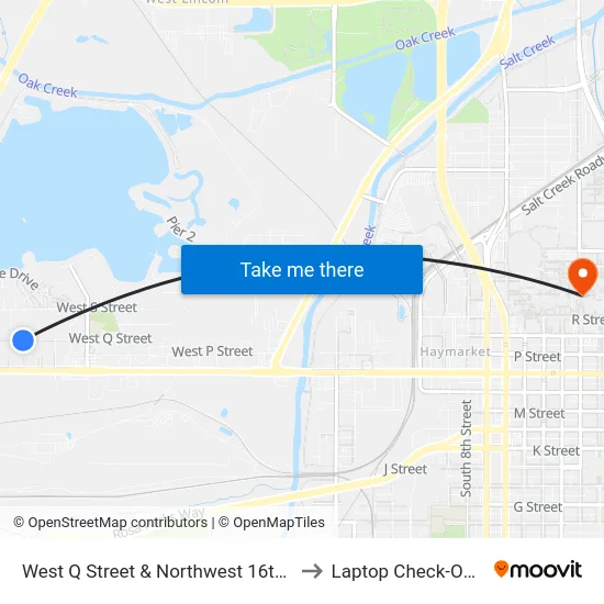 West Q Street & Northwest 16th Street, SW to Laptop Check-Out Union map