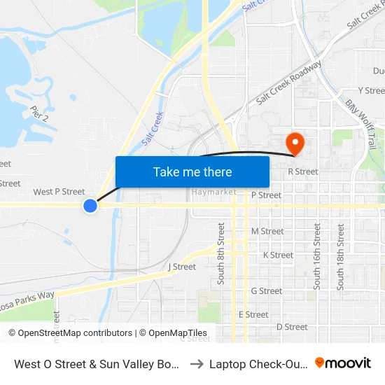 West O Street & Sun Valley Boulevard, SW to Laptop Check-Out Union map