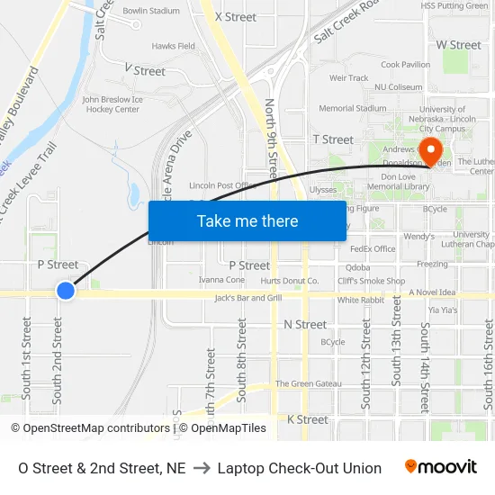 O Street & 2nd Street, NE to Laptop Check-Out Union map