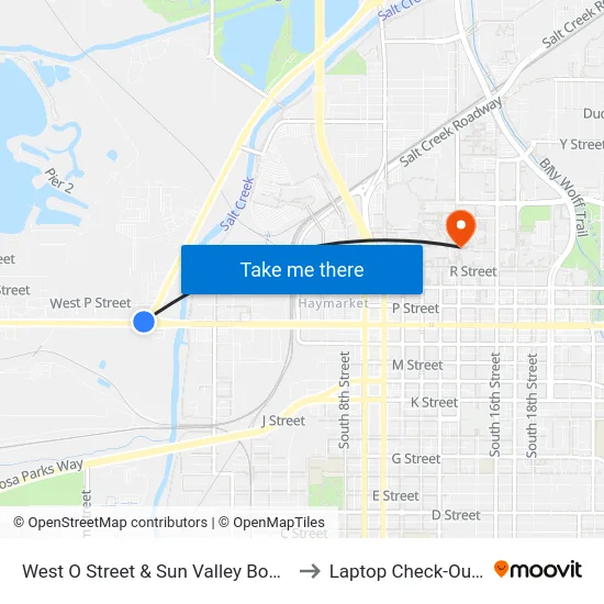 West O Street & Sun Valley Boulevard, NW to Laptop Check-Out Union map