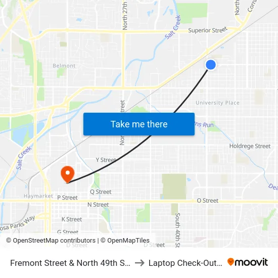 Fremont Street & North 49th Street, SW to Laptop Check-Out Union map