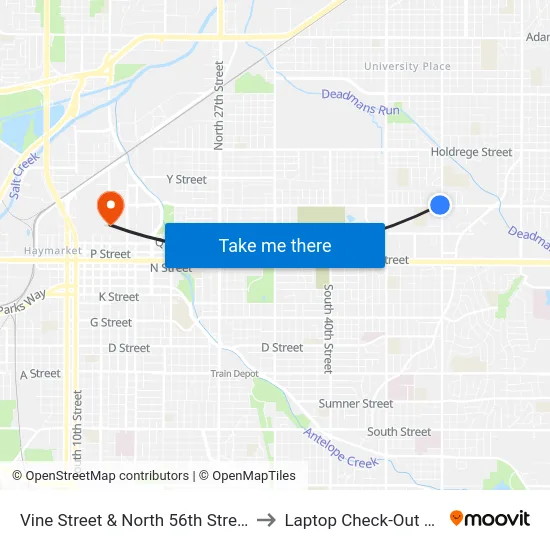 Vine Street & North 56th Street, NW to Laptop Check-Out Union map
