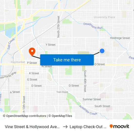 Vine Street & Hollywood Avenue, NE to Laptop Check-Out Union map