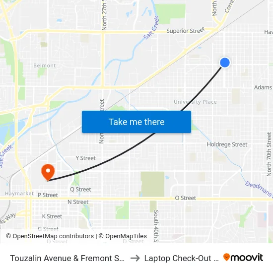 Touzalin Avenue & Fremont Street, NE to Laptop Check-Out Union map