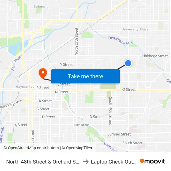 North 48th Street & Orchard Street, SW to Laptop Check-Out Union map