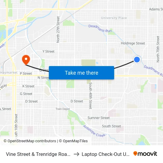 Vine Street & Trenridge Road, Se to Laptop Check-Out Union map