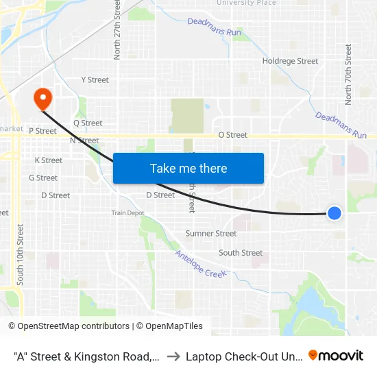 "A" Street & Kingston Road, SW to Laptop Check-Out Union map