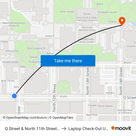 Q Street & North 11th Street, NW to Laptop Check-Out Union map