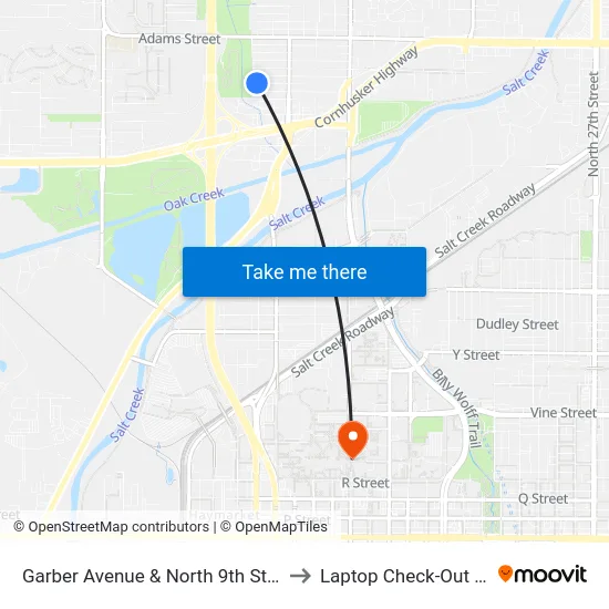 Garber Avenue & North 9th Street, NE to Laptop Check-Out Union map