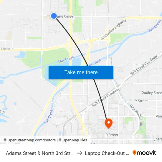 Adams Street & North 3rd Street, NW to Laptop Check-Out Union map