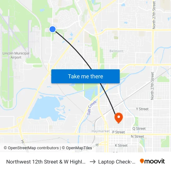 Northwest 12th Street & W Highland Boulevard, Se to Laptop Check-Out Union map