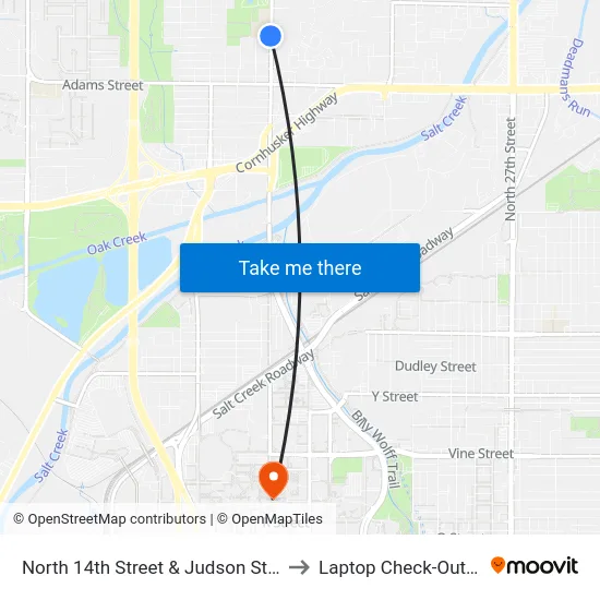 North 14th Street & Judson Street, NW to Laptop Check-Out Union map