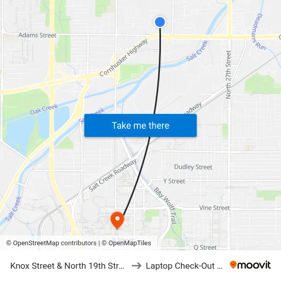 Knox Street & North 19th Street, SW to Laptop Check-Out Union map