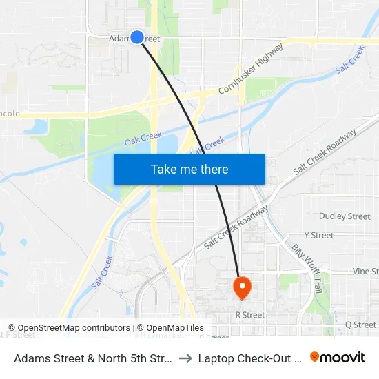 Adams Street & North 5th Street, SW to Laptop Check-Out Union map