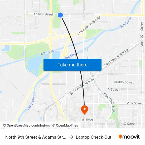 North 9th Street & Adams Street, SW to Laptop Check-Out Union map