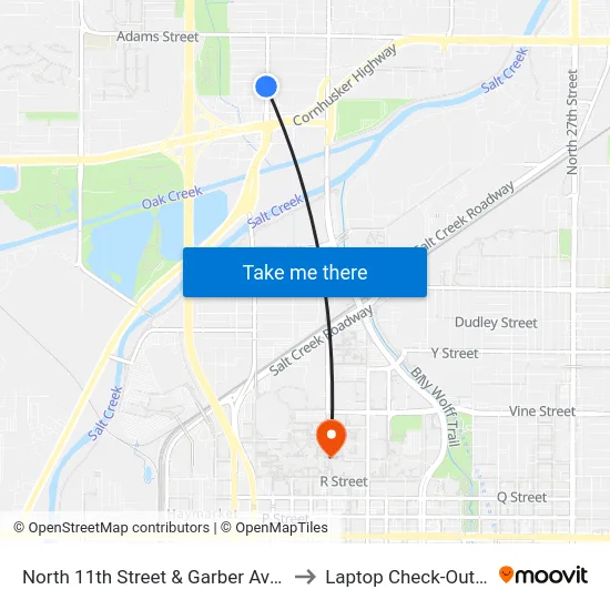 North 11th Street & Garber Avenue, SW to Laptop Check-Out Union map