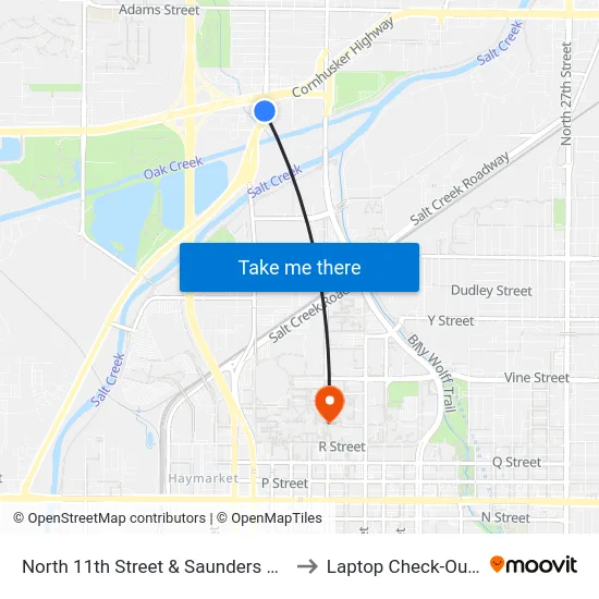 North 11th Street & Saunders Avenue, NW to Laptop Check-Out Union map