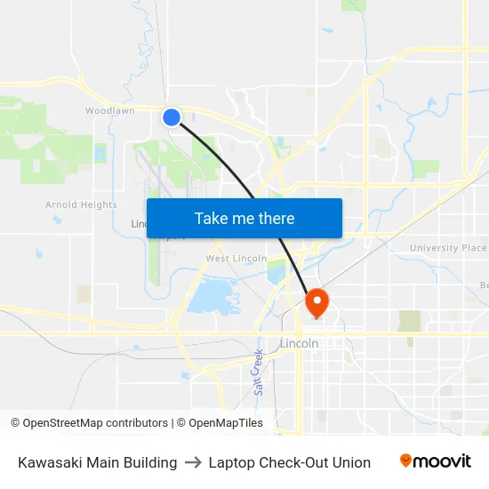 Kawasaki Main Building to Laptop Check-Out Union map