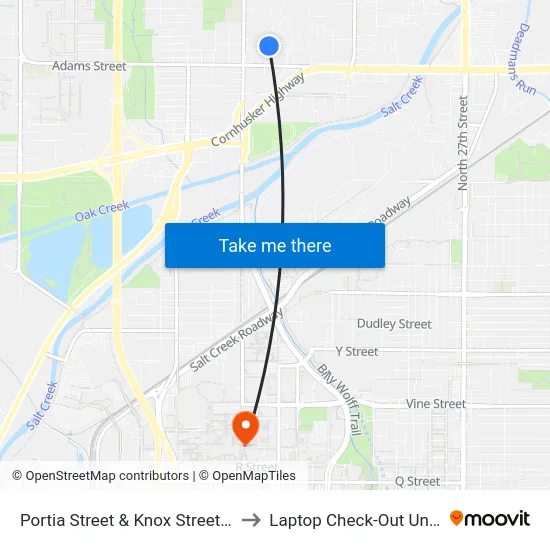 Portia Street & Knox Street, Se to Laptop Check-Out Union map