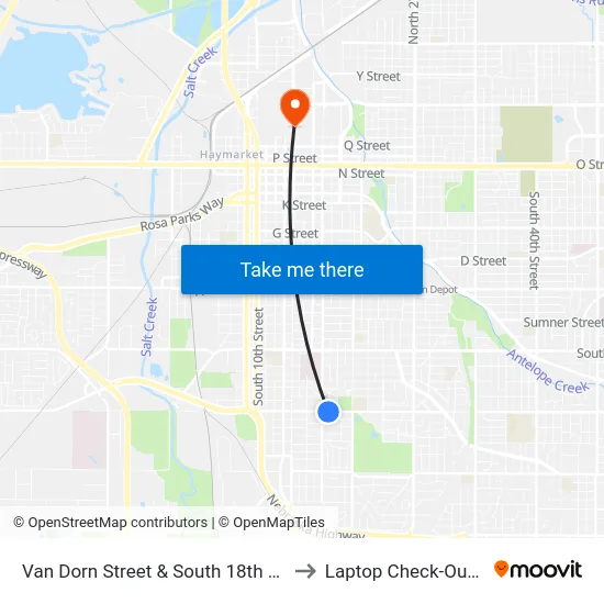 Van Dorn Street & South 18th Street, SW to Laptop Check-Out Union map
