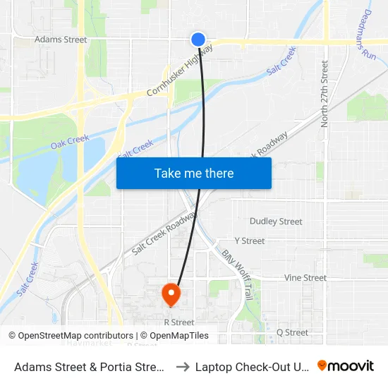 Adams Street & Portia Street, NE to Laptop Check-Out Union map