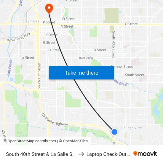 South 40th Street & La Salle Street, NE to Laptop Check-Out Union map