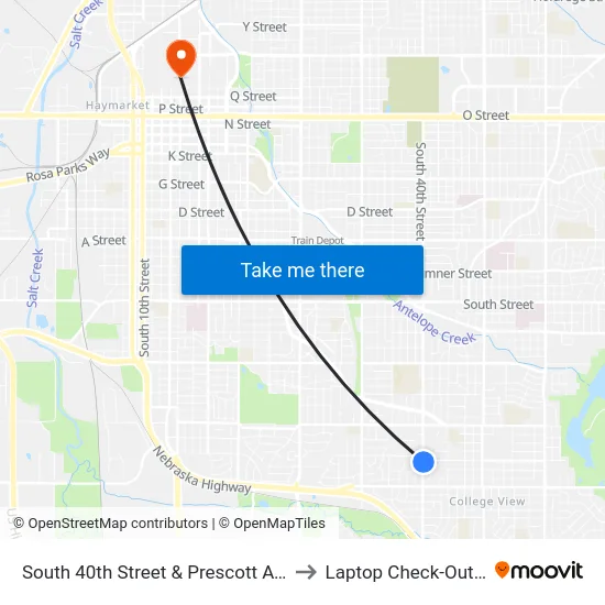 South 40th Street & Prescott Avenue, Se to Laptop Check-Out Union map