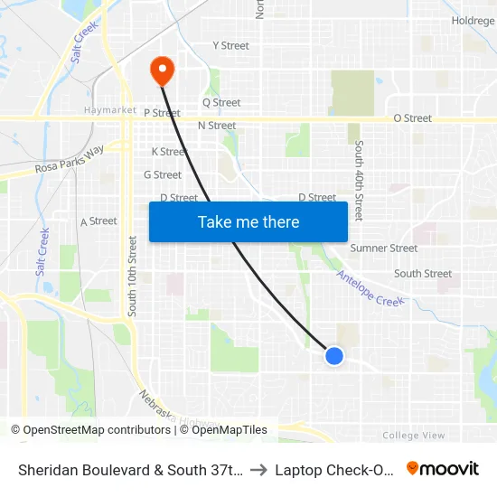 Sheridan Boulevard & South 37th Street, NW to Laptop Check-Out Union map
