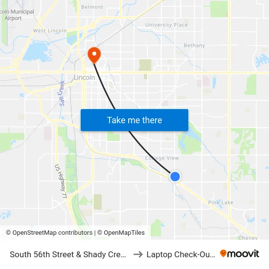 South 56th Street & Shady Creek Road, Se to Laptop Check-Out Union map